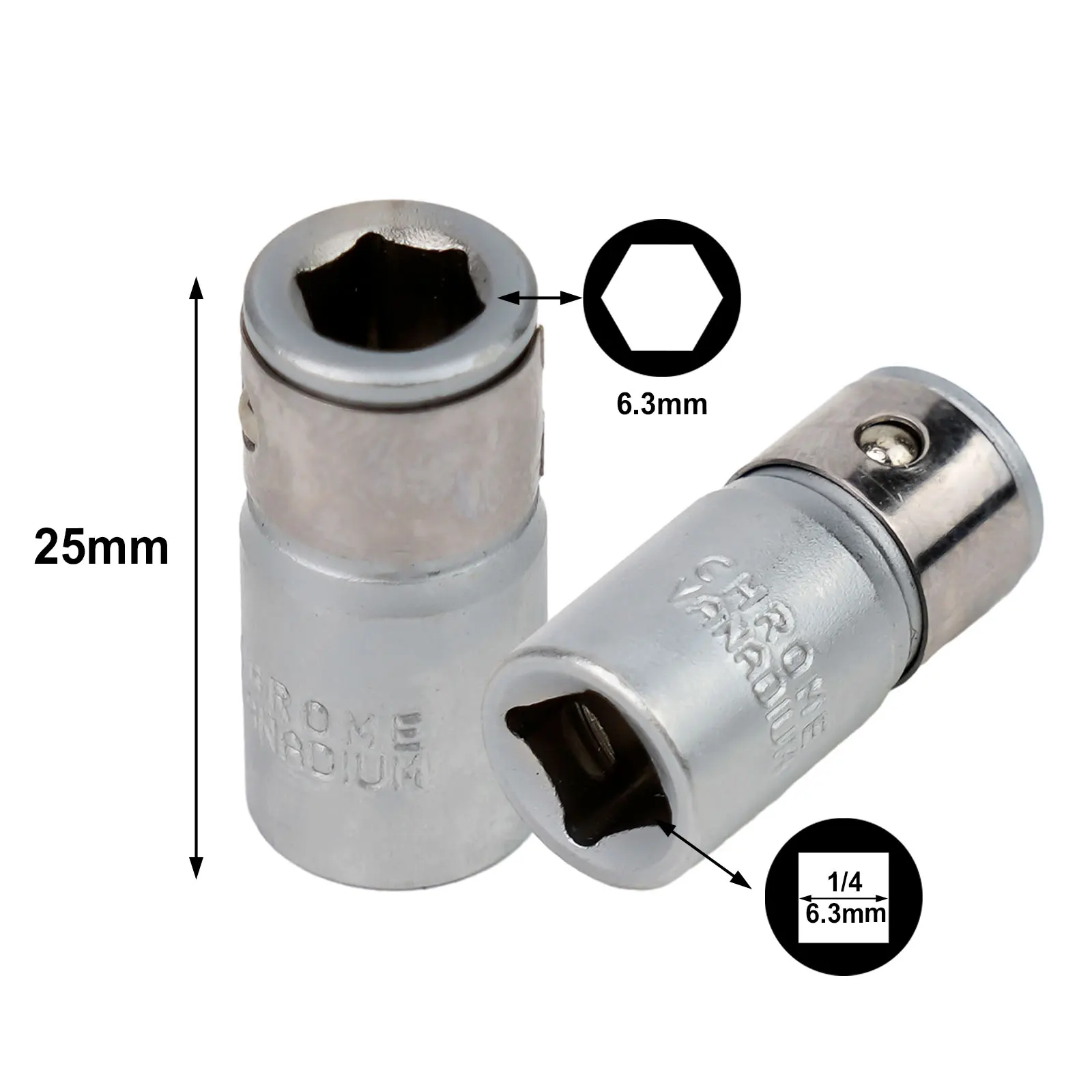 

DIY Projects Home Improvement 1/4 Square To Hex Adapter 1/4 Inch Hex 25mm Length Adapter For Screwdriver High Hardness