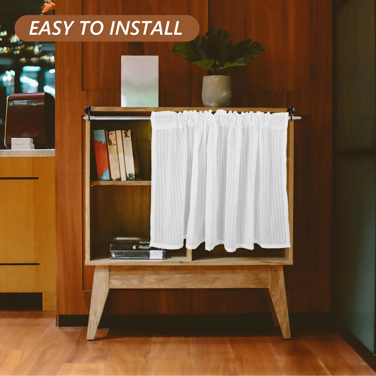 Short Window Curtains Cafe Curtain Solid Color Sheer Privacy Kitchen Cabinets Under Sink Lightweight Drapes Balloon Curtains