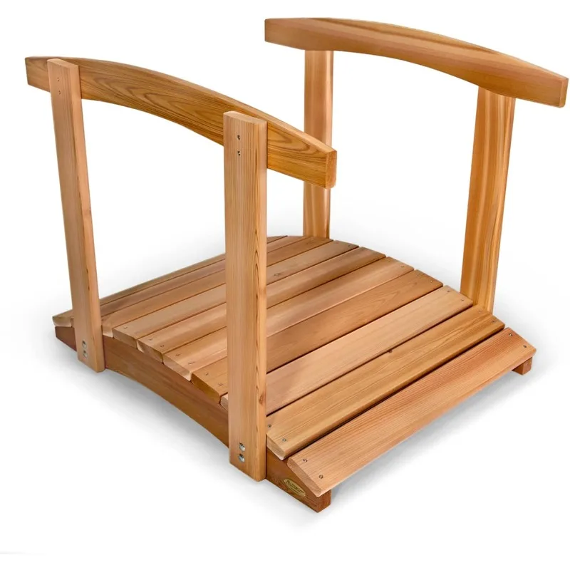 

Wooden Bridge, Outdoor Garden Walkway with Side Rails, 3', Natural