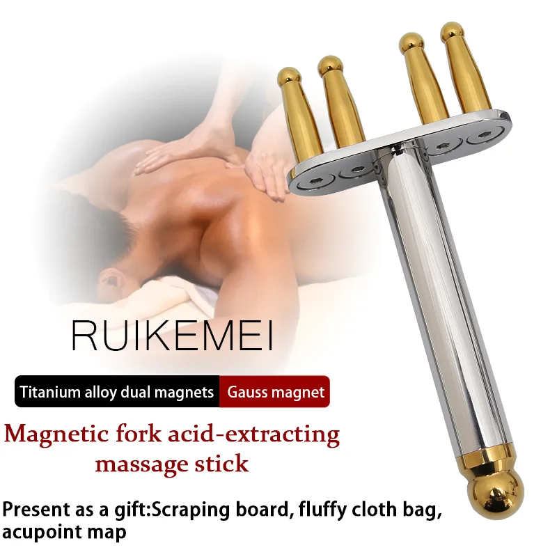 

Four heads Titanium alloy magnetic fork Both the front rear parts magnetic massage relaxation acupoint eliminating lactic acid