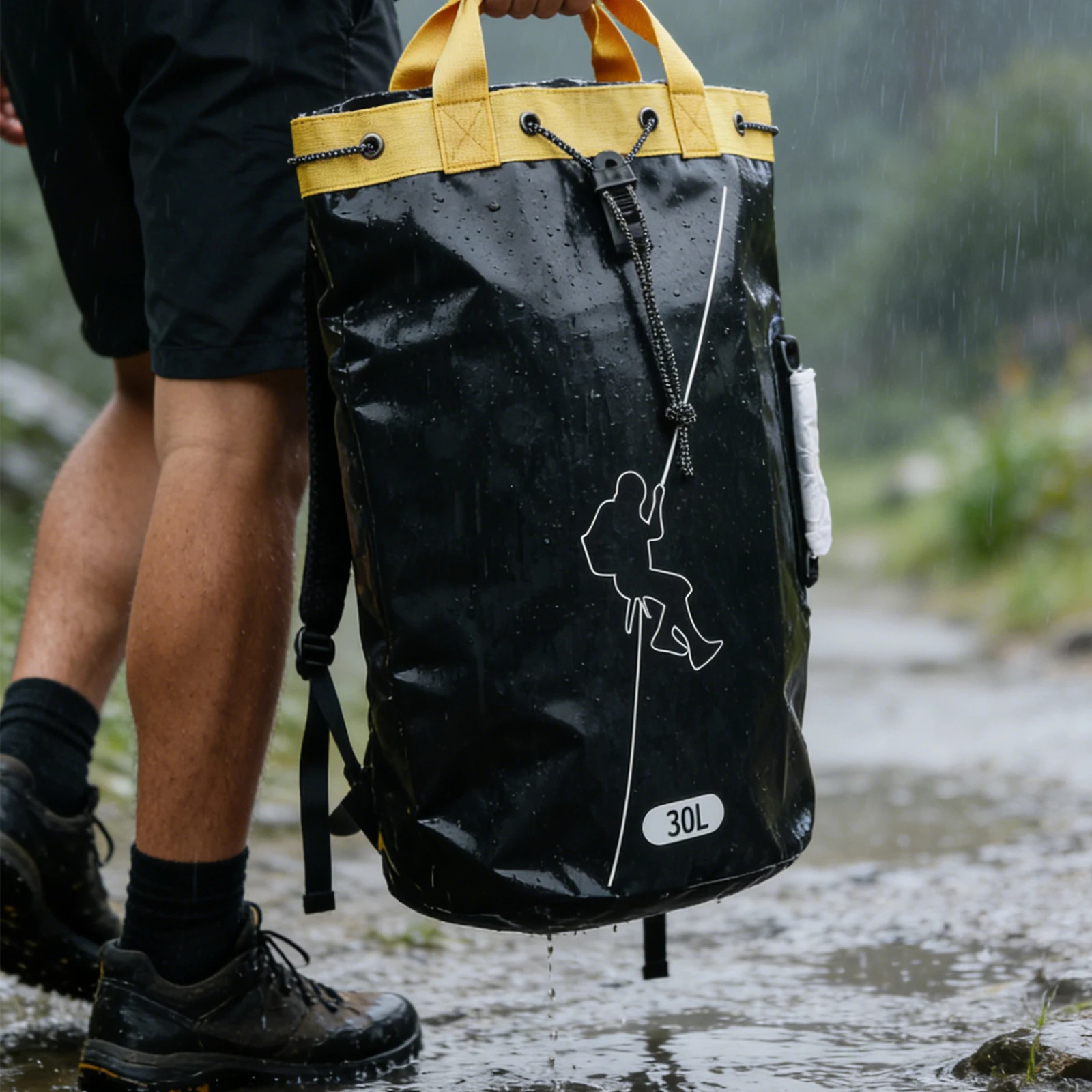 Outdoor Climbing Rope Bag Drainable PVC Storage Backpack Large Capacity Rock Climbing Backpack for Mountaineering Hiking