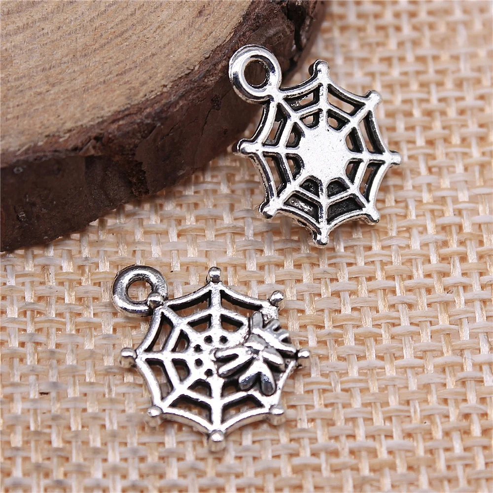 

Wholesale 200pcs/bag 17x14mm Charms Spider Cobweb Antique Silver Color DIY Necklace Crafts Making Findings Handmade Jewelry