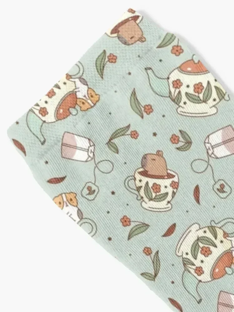 Guinea pig and capybara Tea Party Pattern, Bubu and Moonch Socks gifts football sport Men's Socks Women's