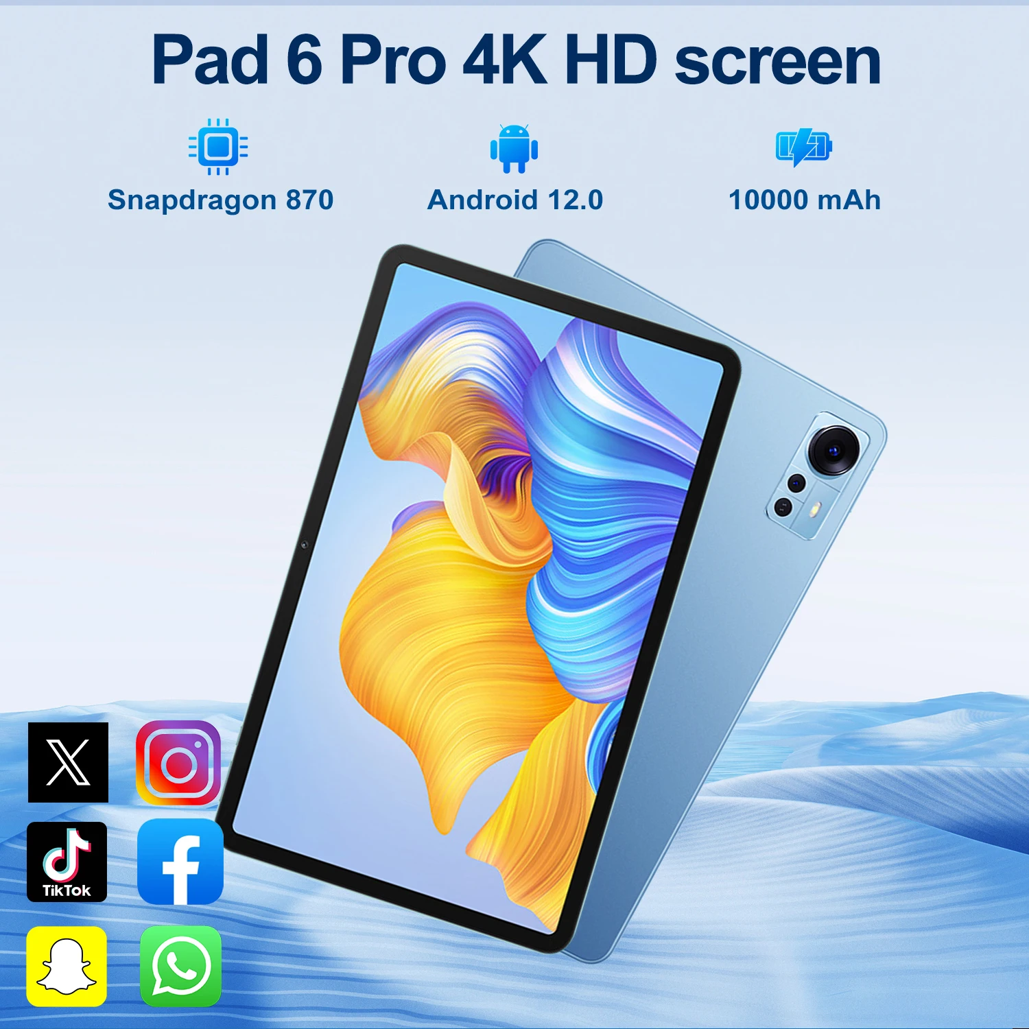 New 2024 Global Pad 6 Pro Tablet Snapdragon 870  Android 12 10000mAh 16GB RAM +1TB ROM Tablette PC 5G Dual SIM Card Or WIFI