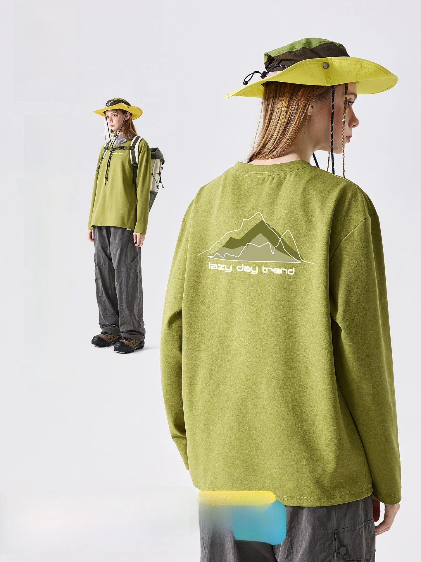 LAZY DAY Outdoor Moisture-Wicking Quick-Dry Hiking Printed T-Shirt Women's Spring Autumn Trekking UV Protection Sports Top