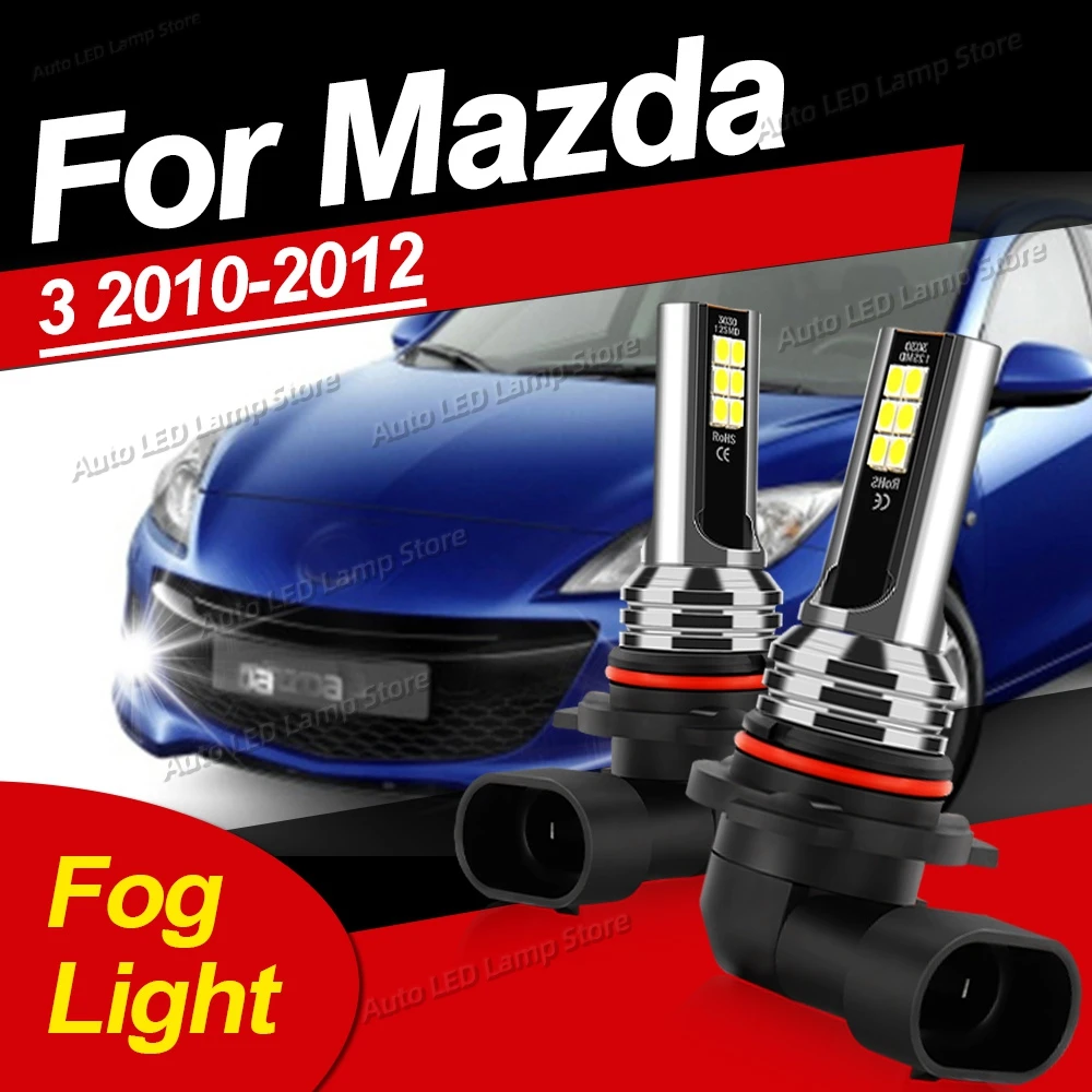 

2Pcs Front LED Fog Lights Bulbs 80W Super Bright Auto Fog Lamp 12V For Mazda 3 2010 2011 2012 Plug and Play 80W Accessories