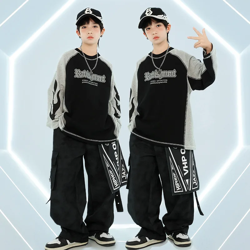

K-pop сценический модный наряд для мальчиков, костюм для джазовых танцев, детский модный костюм в стиле хип-хоп, крутая детская одежда для подиума