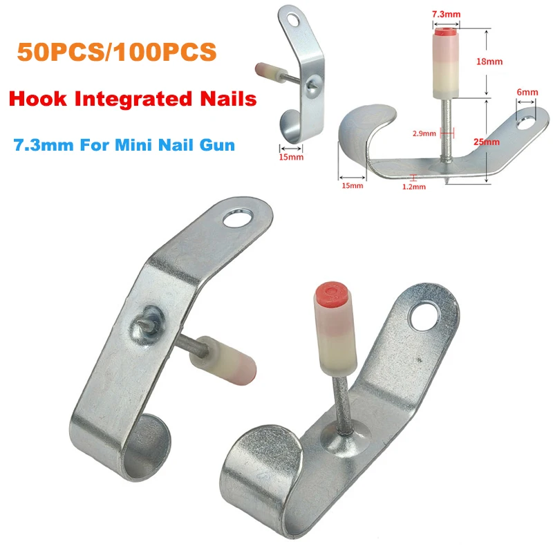 100PCS/200PCS Hook Integrated Nails Can Be Hung or Hooked Manual Fire Nails Diameter 7.3mm For Mini Nail Guns
