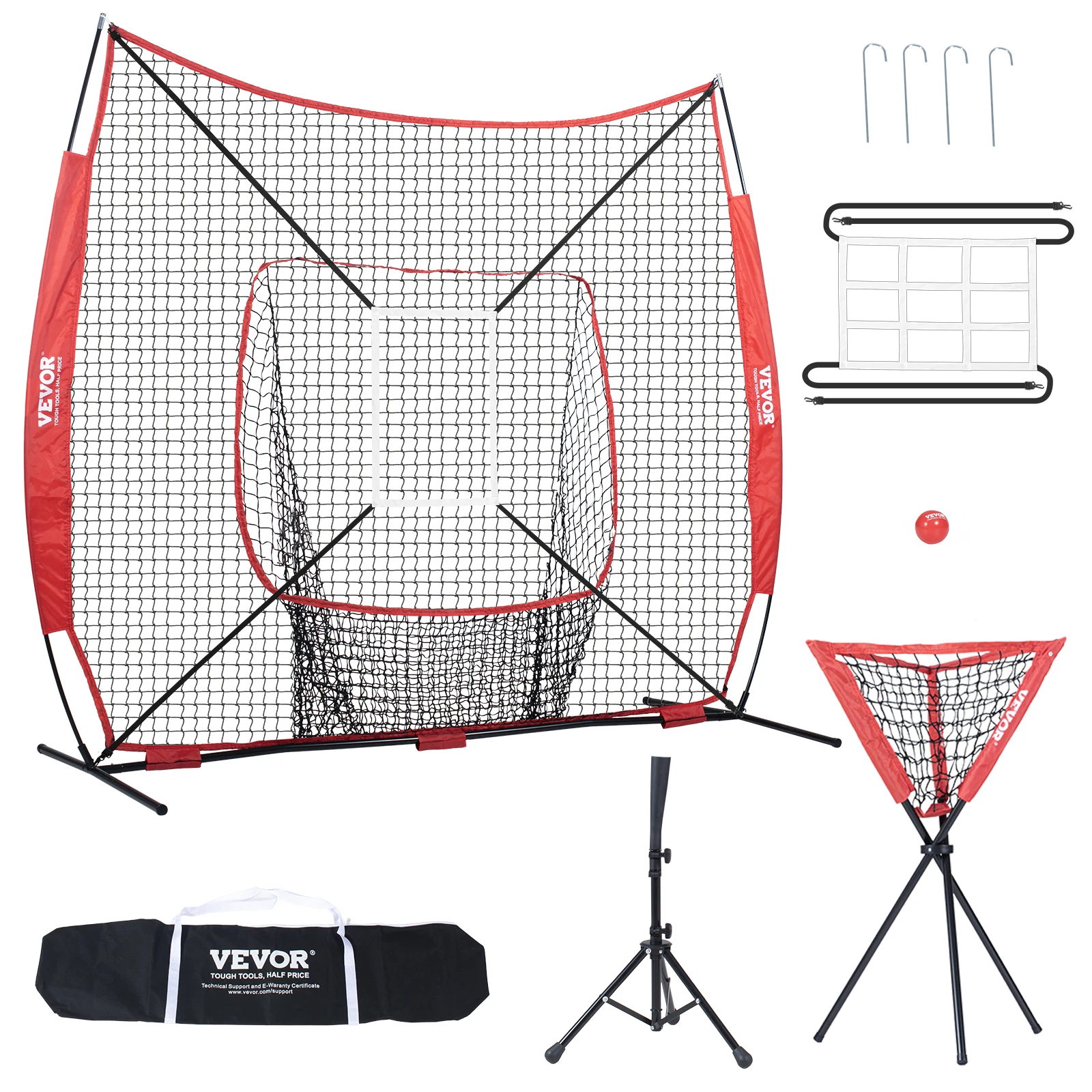 Portable 7ft Baseball Softball Training Net System