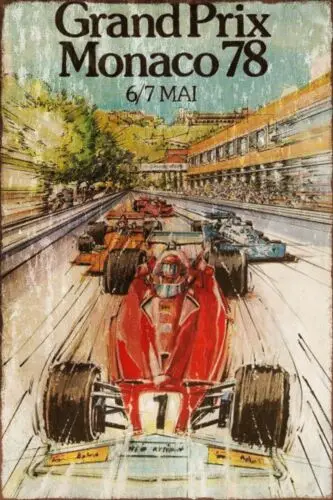 Grand Prix Monaco 1978 advert Vintage Retro style Metal Sign, man cave, garage
