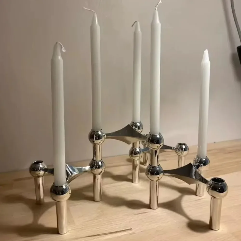 New Metal Molecular Structure Candle Holder Nordic Silver Candle Stand Home Decore Candelabra Gift