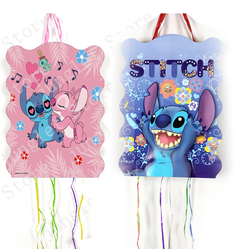 

1pcs/lot Disney Blue Pink Lilo Stitch Cartoon Theme Kids Girls Favors Pinatas Happy Birthday Events Party Decorations DIY Pinata