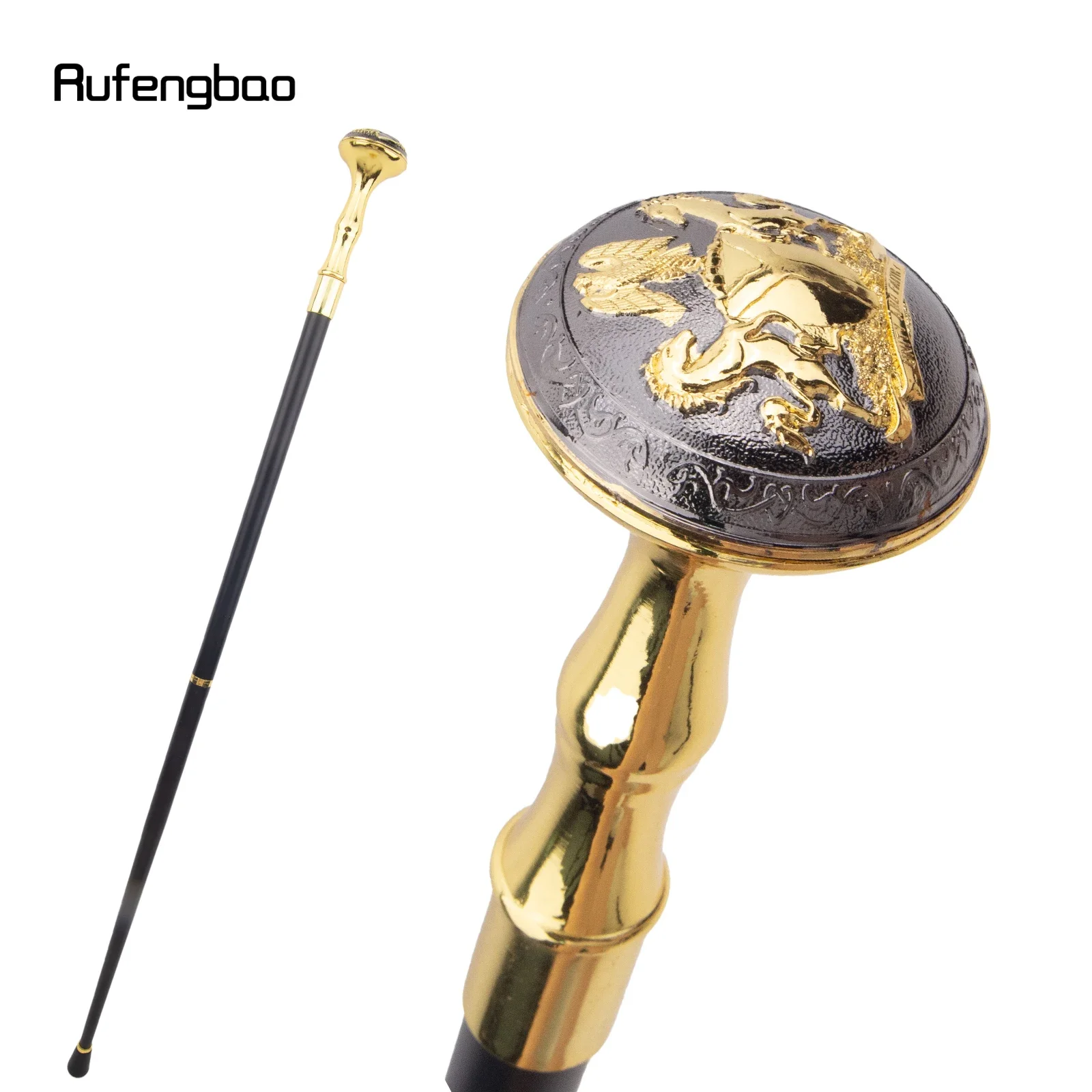 

Golden Black Unity and Faith Totem Relief Walking Cane Fashion Walking Stick Gentleman Crosier Knob Walking Stick 94cm