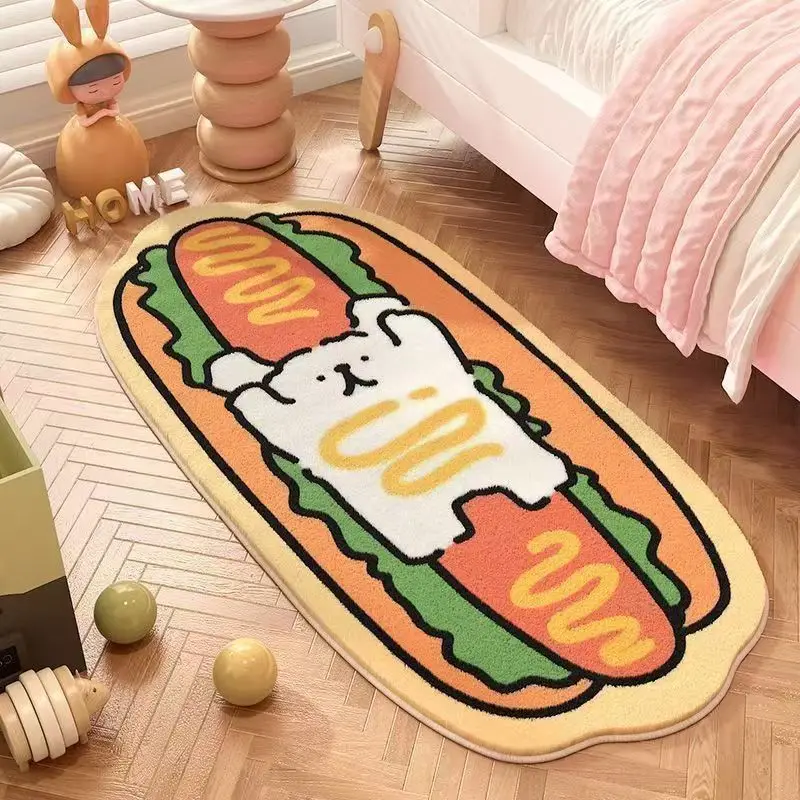 VIKAMA Teppich aus Kaschmirimitat, Cartoon-Motiv, für Schlafzimmer, Nachttisch, Wohnzimmer, Kinderzimmer, weiches und bequemes Kissen, Heimdekoration