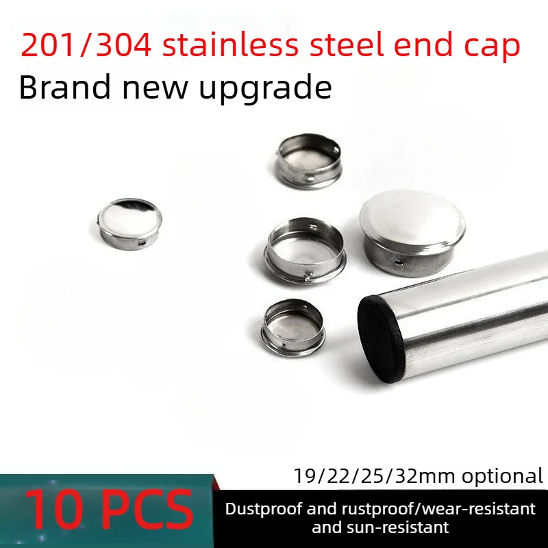 10 PCS 201/304 Stainless Steel Round Steel Pipe Hole Plug Insert End Cap Non Welding Plug Inner Plug Head Cap Decorative Cap