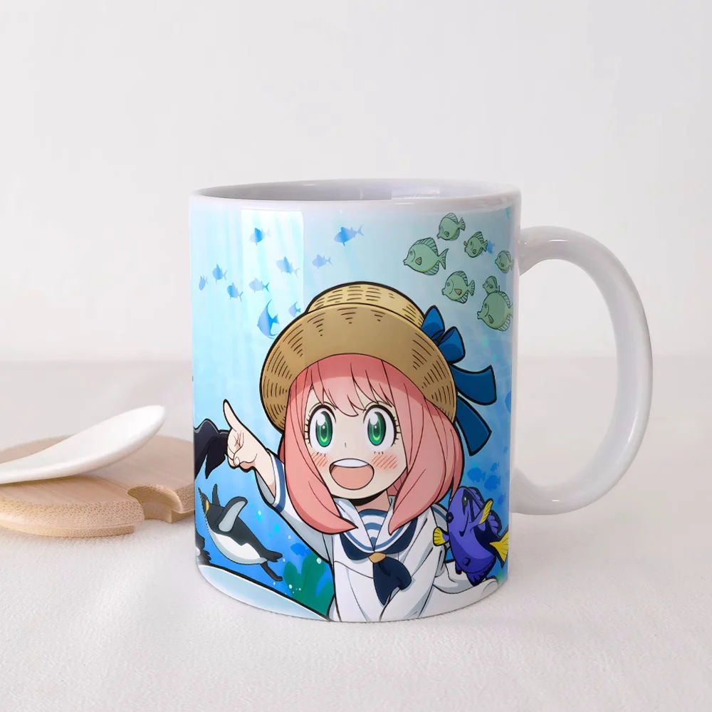 Anime Spy Family Anya Forger Water Cup Keramische Mokken Koffie Met Deksel Lepel Cosplay C008