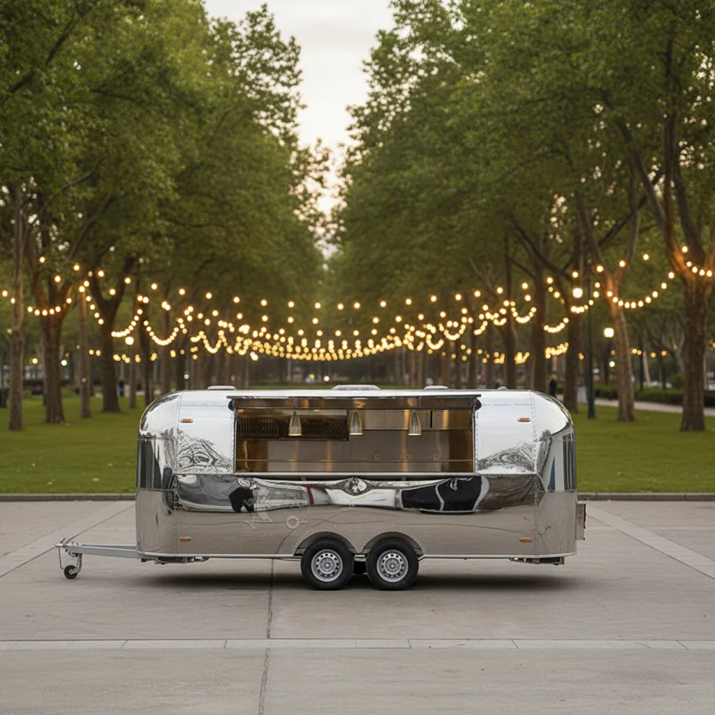 MIGOAT MGA-4 for Retro Style 4-Wheel Dual Tandem Axle Stainless Steel Mobile Food Truck Insulated Compartments Rust