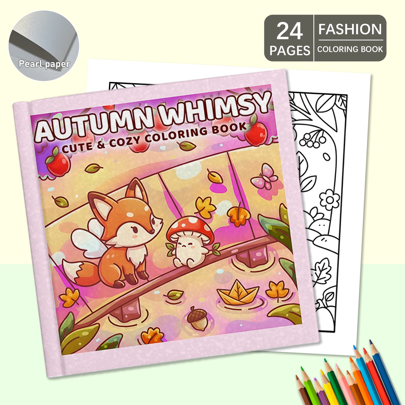 HERBST WHIMSY Malbuch mit kräftigen, einfachen Mustern für Erwachsene, süßes Zeichenbuch, perfektes Geschenk für Party und Geburtstag – Detail 1