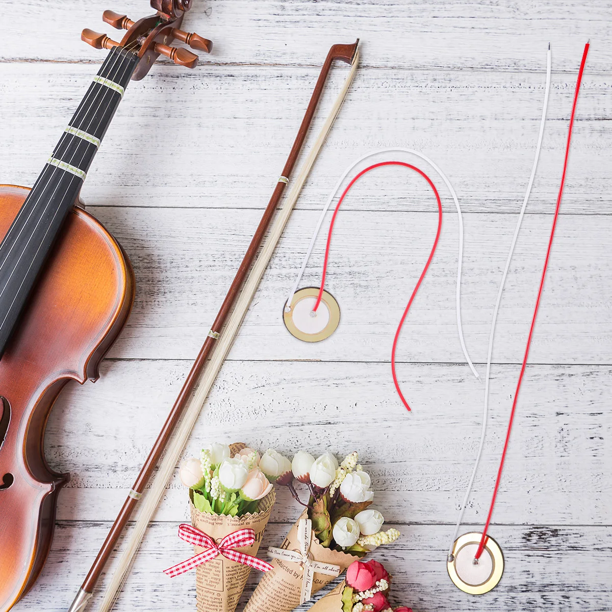 

12Pcs Piezo Disc 27mm Copper Sheet Buzzer Guitar Accessory Touch Sensor Low Voltage Pickup Diaphragm Electronic Warning Signal