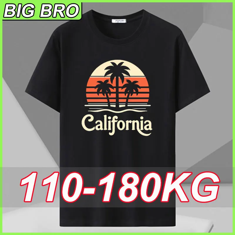 

Men's Plus Size T-shirt 7XL 6XL 5XL Summer Short-sleeved Tees Cotton Casual Printed Shirt Fat Man 110kg-180kg Tops Male Clothing