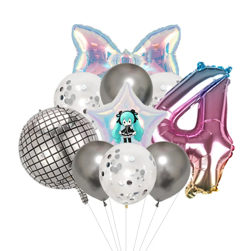 Hatsune Miku Sakura Miku Themed Balloon Bouquet Pink Blossom Foil Mylar for Spring Anime Birthday Party Decor view 5