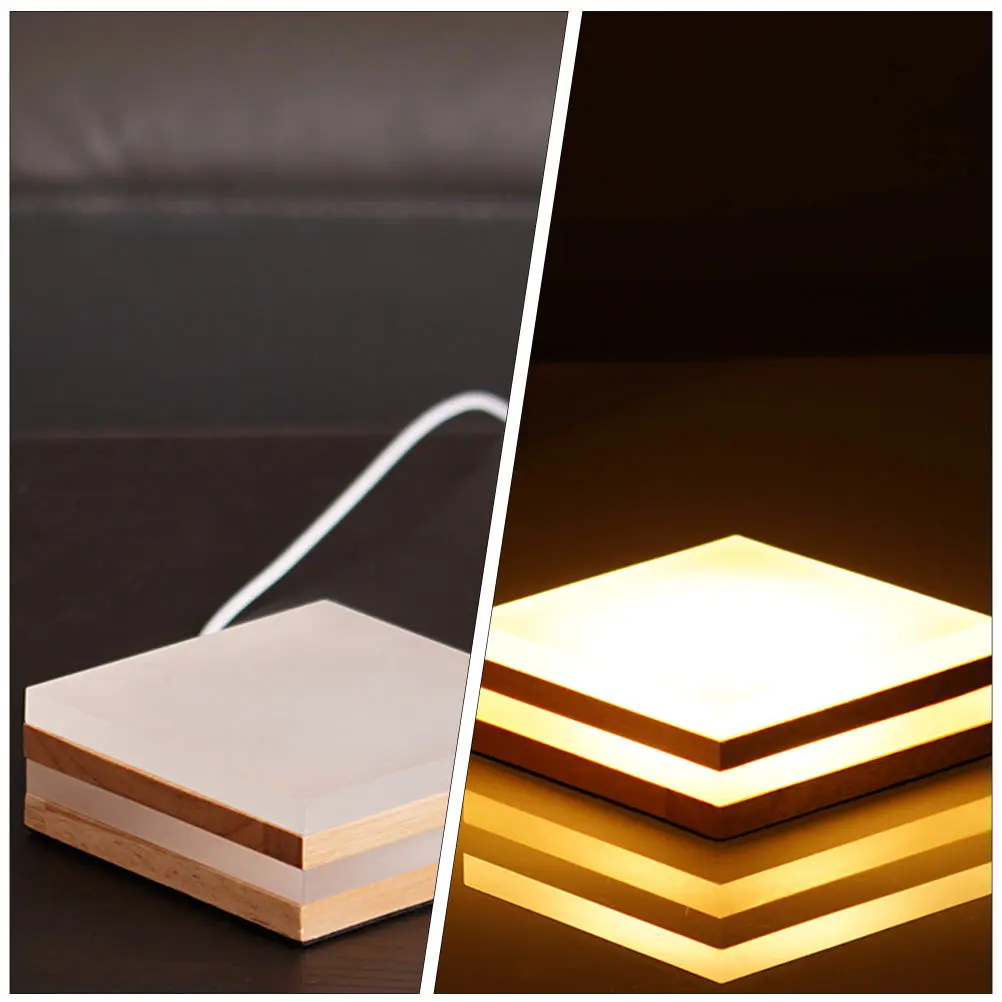 

LED Glowing Bonsai Base Wooden Stack Creative Vase Holder Desktop Home Decor Delicate Luminous Vase Pedestal Living Room Bedroom