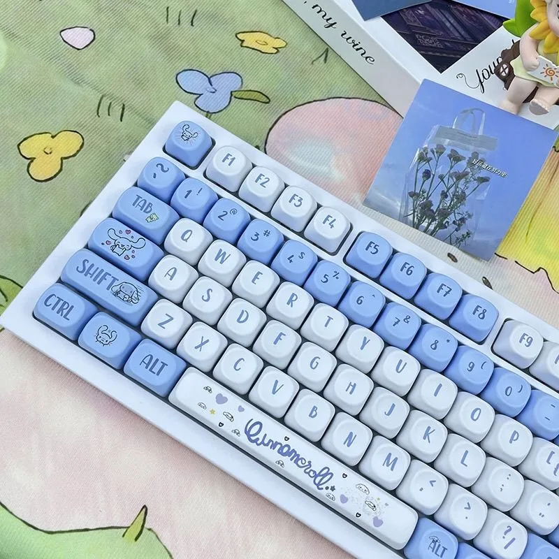 Sanrio YUGUIGOU Kawaii Cinnamoroll Keycaps  Cartoon Style PBT Mechanical Keyboard Key Caps MOA Highly Cute Keyboard Accessories