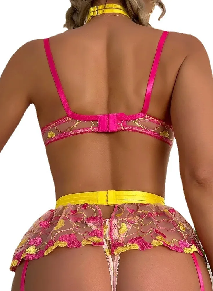 New Sexy Women's Three-point Gauze Heart-shaped Printing Sexy Women Rompers Clothing Body Suits Lace Jumpsuit Sweet 9LC2