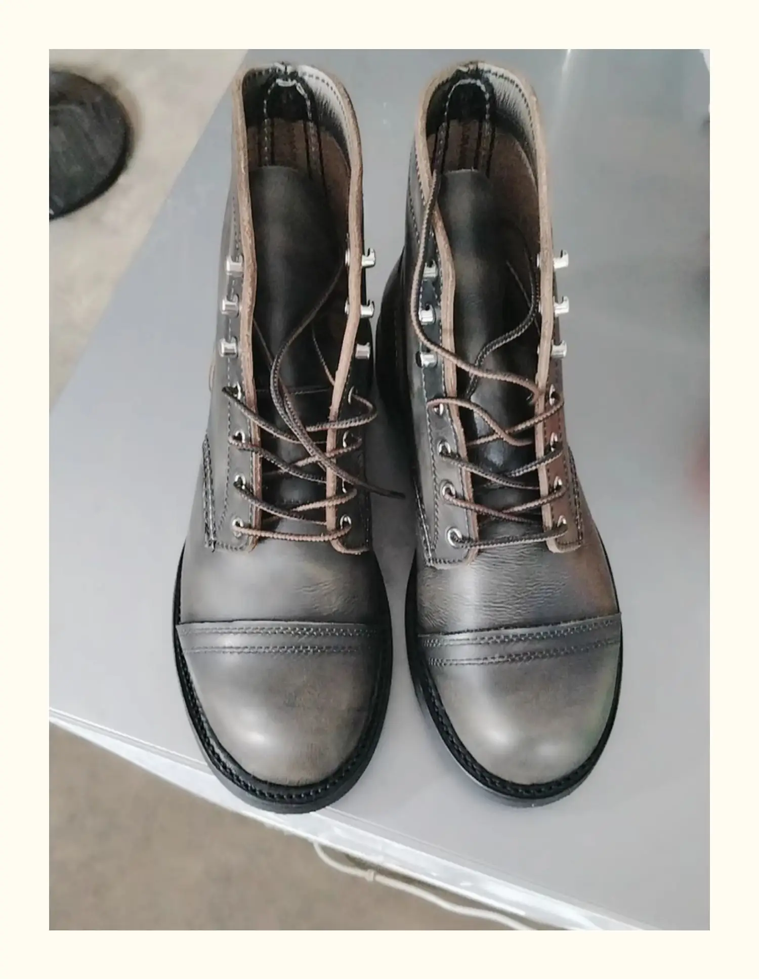 New Men's Cowhide Goodyear Welted Work Boots Durable