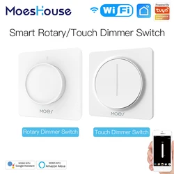 Rotary Touch Light Dimmer Switch, Wi-Fi, Smart Life, Tuya App, Controle Remoto, Funciona com Alexa, Google Voice Assistant, UE, Novo