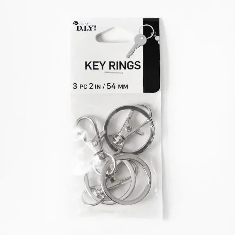DIY Silver Split Ring Chaveiro com Clip, CousinDIY, 3 Pcs Pack