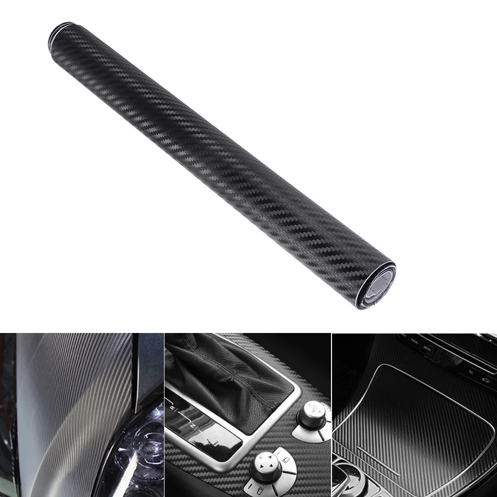 

Carbon Fiber Wrap Roll 3D Texture Black 200x50cm Car Sticker Self-Adhesive Car Wrap Film Scratch Resistant Waterproof Vehicle