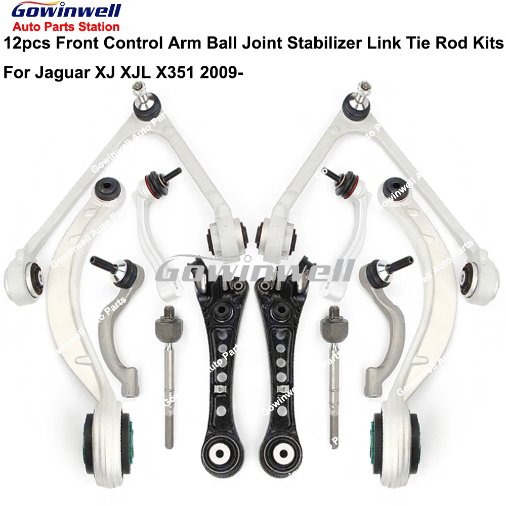 12pcs Front Control Arm Ball Joint Stabilizer Link Tie Rod Kits For Jaguar XJ XJL X351 C2D1536 C2D6343 C2D2474 C2D7778 C2C18573