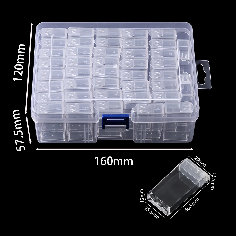 Caja de almacenamiento de plástico con 32/40/42/48/56/64 ranuras para accesorios de joyería DIY, caja organizadora de almacenamiento de cuentas de pintura de diamantes, 1 ud.