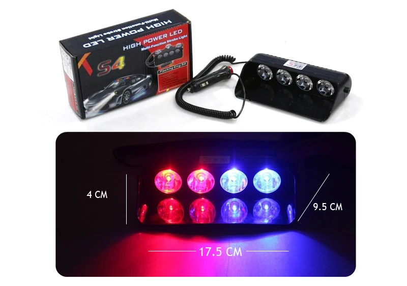 Flash Led strobe 8W red-blue 8 function/LAPA173 Car Interior and Exterior parts Auto Accessories