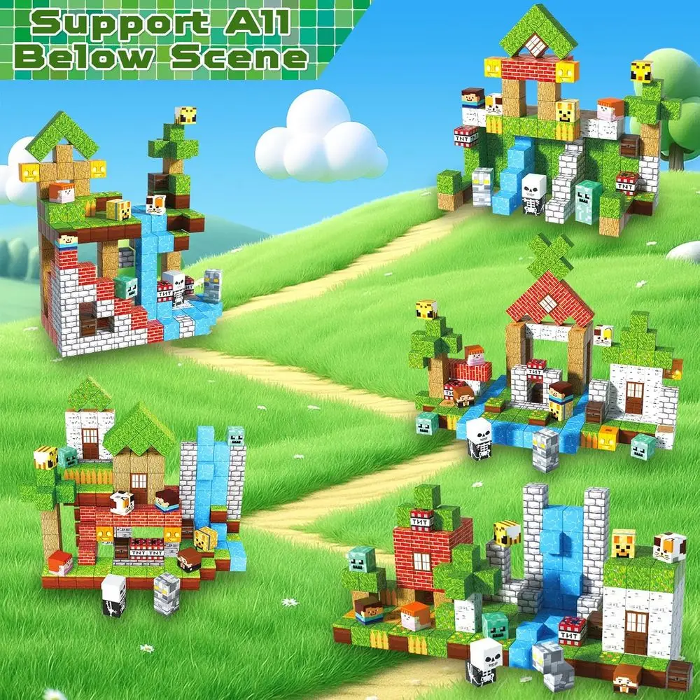 자석 블록 세트 - 어린이용 200피스 자석 큐브, 남녀 어린이용 STEM 장난감 (3세 이상), 몬테소리 감각적 쌓기 놀이