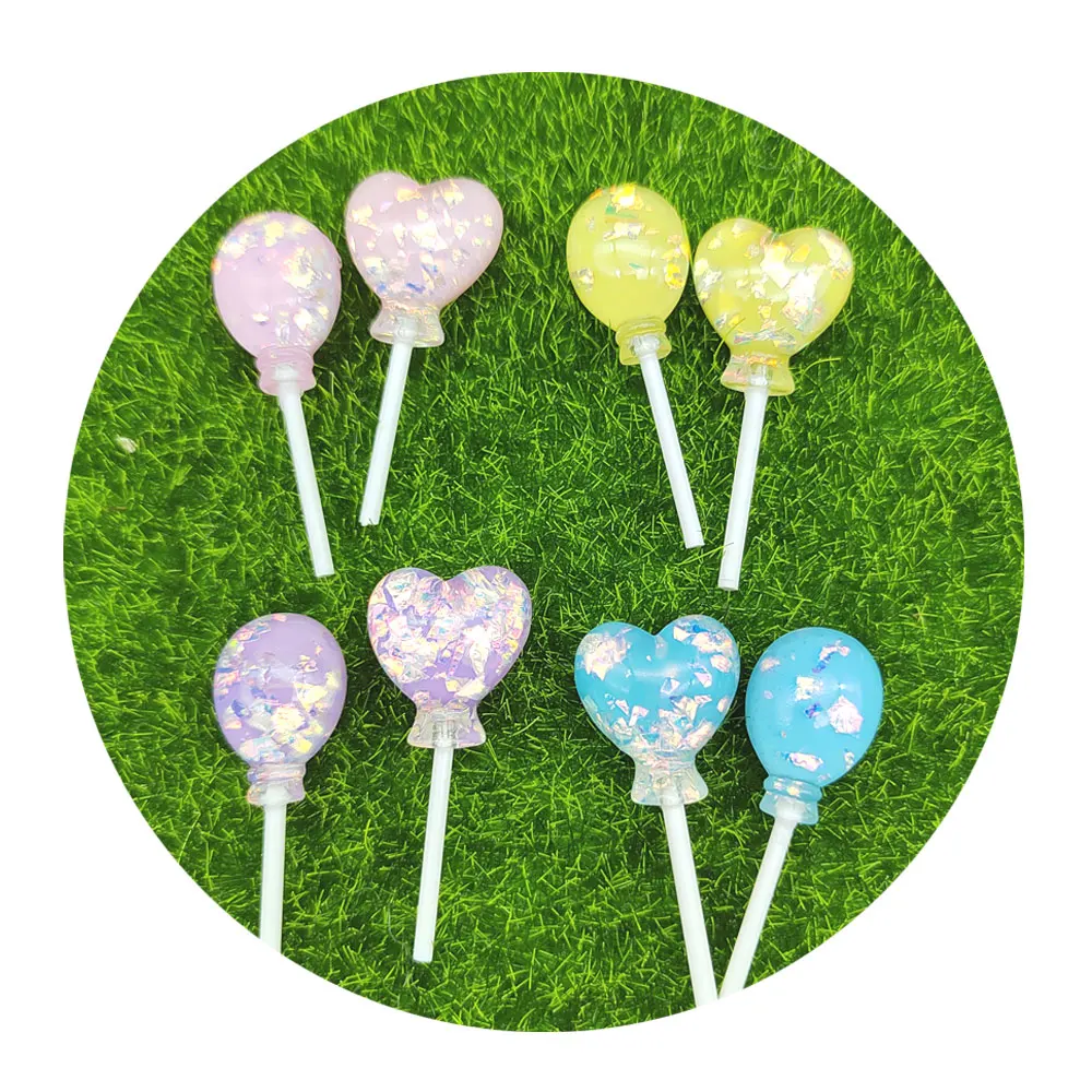 

Colorful Resin Glitter Heart Lollipop Scrapbook DIY Decor Candy Food Figurine Keychain Earring Pendant Charms Crafts