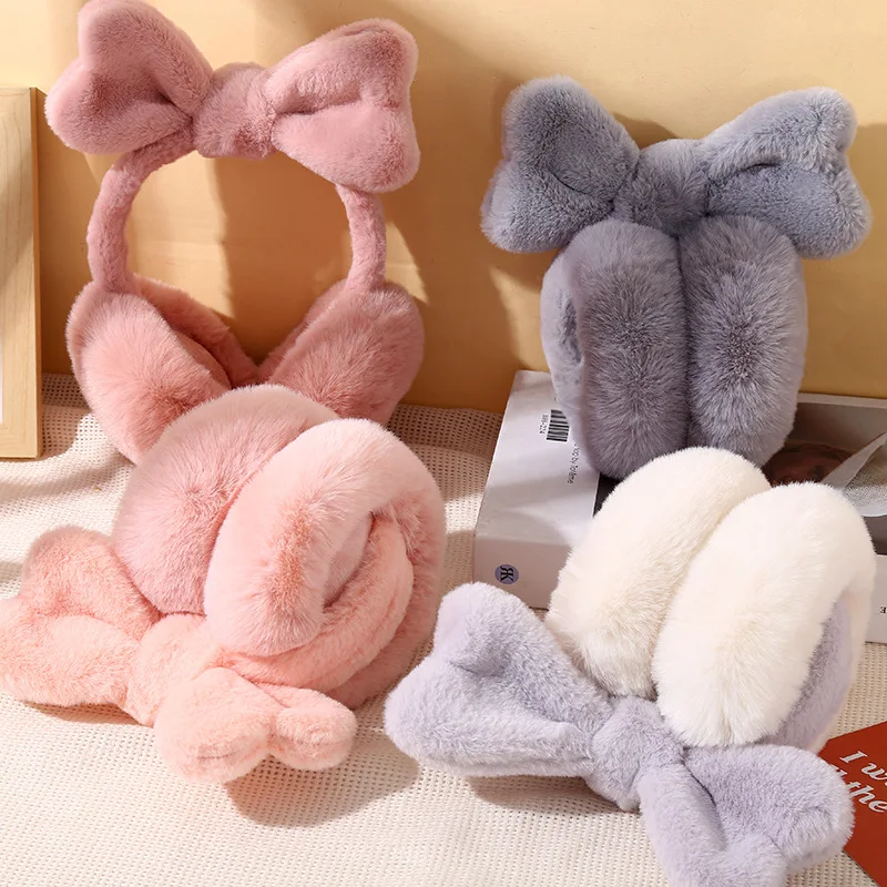 Women Winter Ear Warmer Fashion cuffie pieghevoli Soft Plush Cute Bowknot paraorecchie Outdoor Cold Protection paraorecchie paraorecchie nuovo