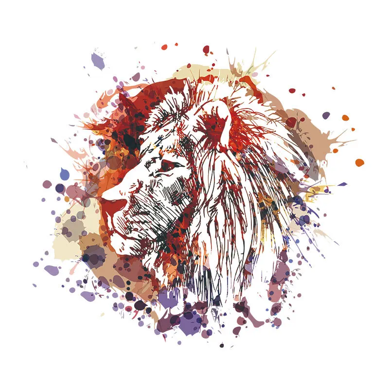 Graffiti Splatters and domineering Lions, Iron on Patches for DIY, Heat Transfer Clothes, T-shirt Stickers, Decoration Printing