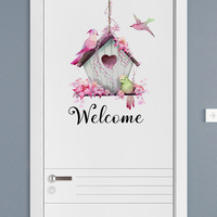 Lovely Bird House Welcome Wall Sticker Living Room Porch Background Home Decoration Mural For Door Decor Self-adhesive Wallpaper