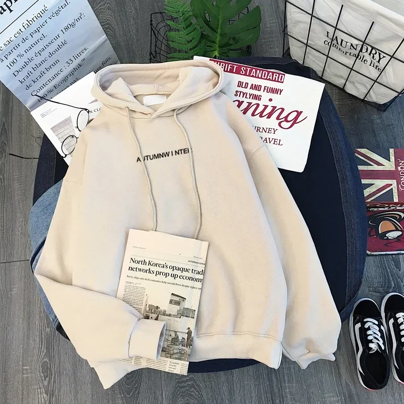 2024 Spring New Plush Thickened Hoodies Women Pullover Versatile Korean Long Sleeved Sweatshirts Women Hoodies Winter Y2k