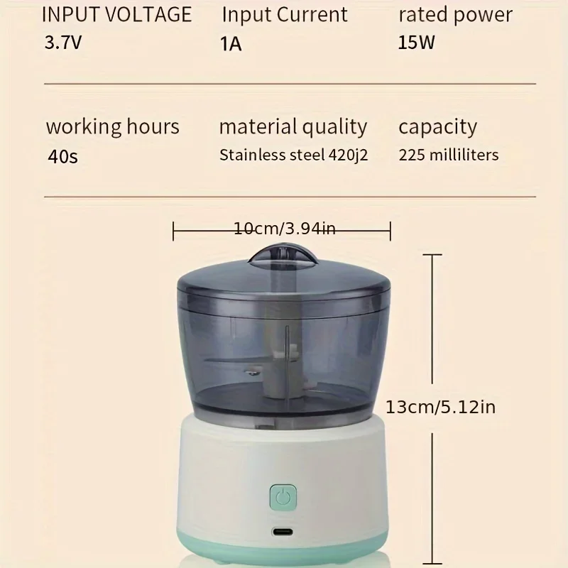 

Multifunctional Food Processor - Cordless Meat & Vegetable Grinder, Chopper, Meat Grinder, Dicer - Portable Mini Food Machine