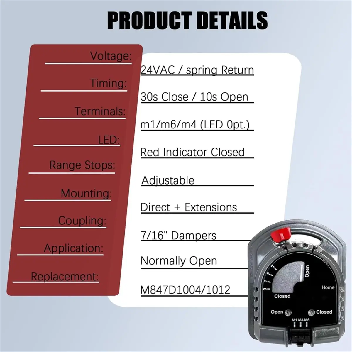 618 Mega Sale M847D Zone Valve Actuator for ARD ZD Zone Dampers Honeywell M847D1004 Zone Valve Actuator Damper Operator 24V