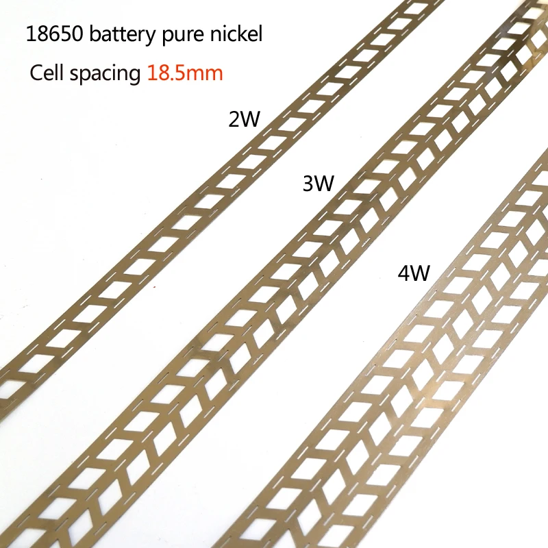 1KG lithium battery pure nickel strip, 2W 3W 4W For 18650 battery pack, cell spacing 18.5mm, W-type nickel busbar