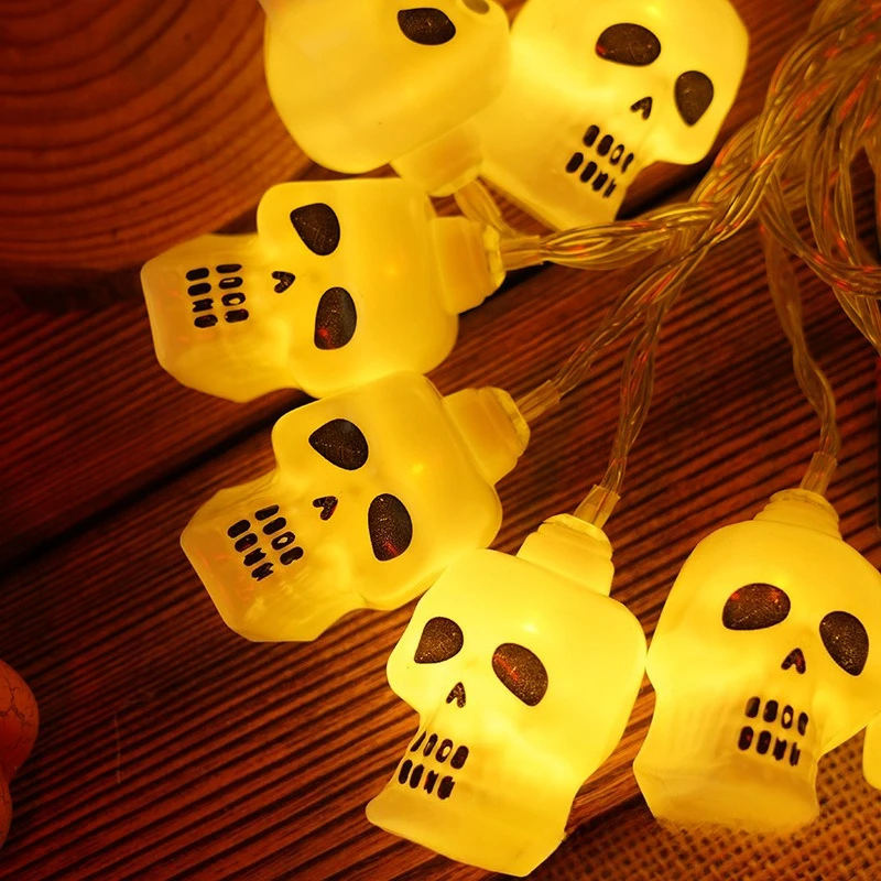 Indoor Outdoor Halloween Decor LED String Light Mummy Skull Ghost Shaped Spooky Holiday Lighting Fixture