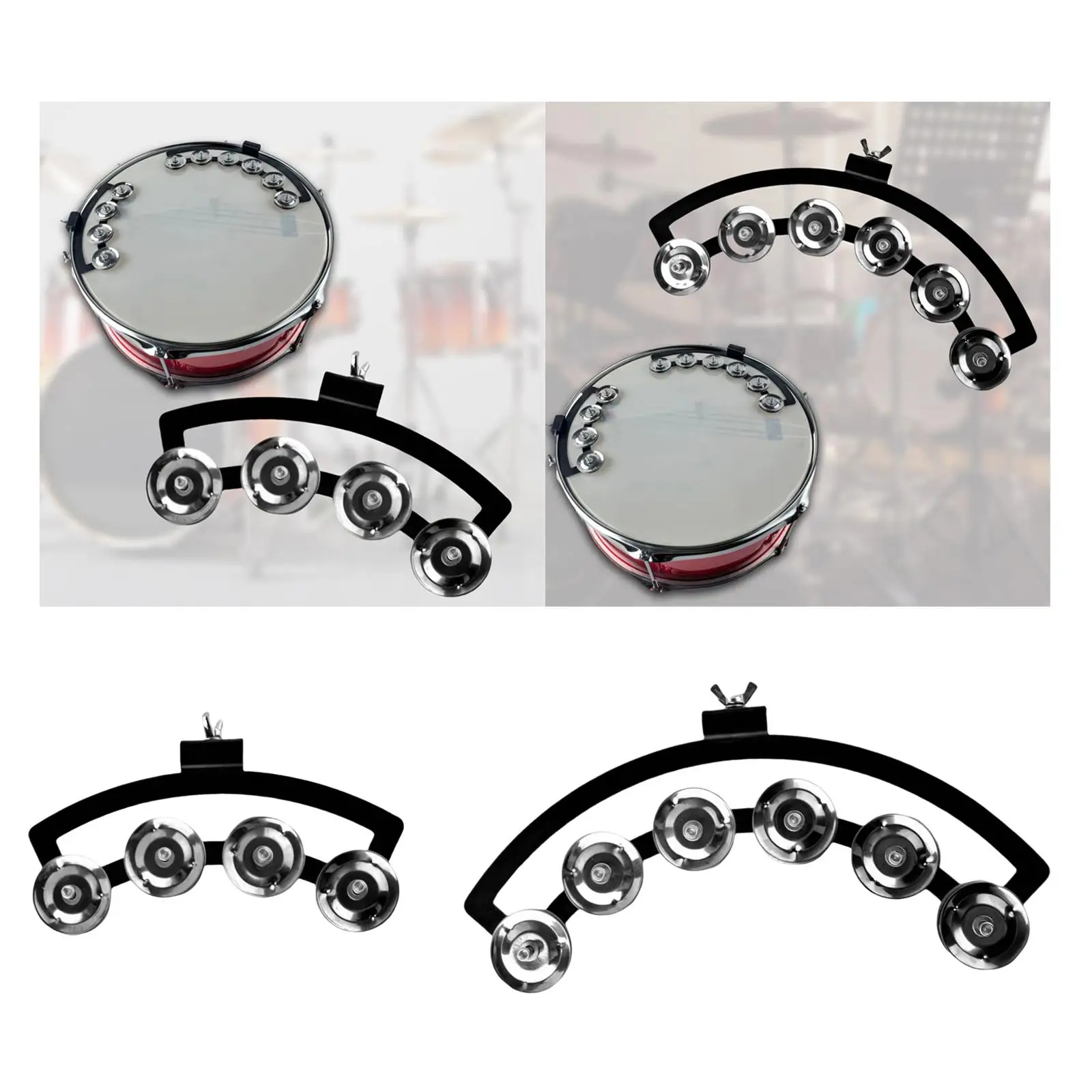 

Hi Hat Tambourine Snare Tambourine with Mounting Bracket Metal Instrument Shaker Hand Held Percussion for KTV Ensemble Adults