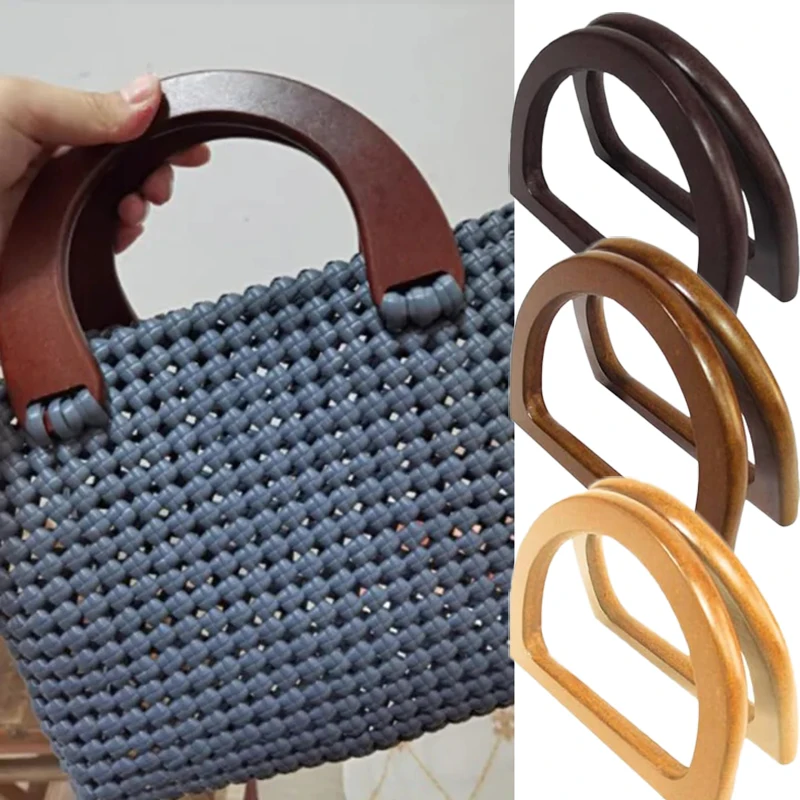 1pcs D Shape Bag Handles DIY Replacement Handbag Tote Handles Purse Bags Bag Straps Detachable Wooden Bag Handle Accessories