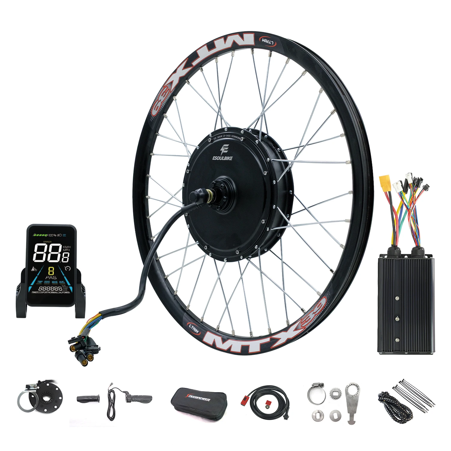 AliExpress ESOULBIKE Ebike Kit 72V 3000W with 30Ah Battery Wheel Hub Motor 2627.5 28 29 700C Rear Drive Electric Bike Conversion Kit Rear
