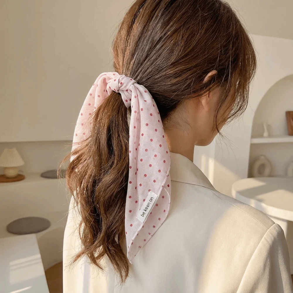 Decorative Lightweight Polka Dot Headscarf Multi Color Breathable Square Scarf Soft Headwrap Bandana Summer