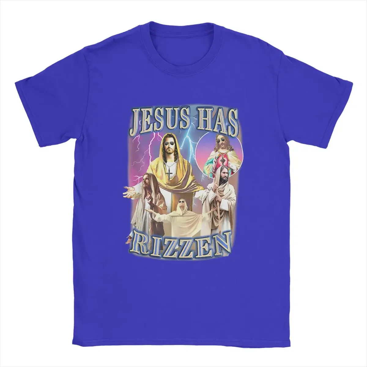 rizzen jesus Short Sleeve Tee Shirt Unique Vintage Jesus Has Rizzen Christian T-Shirts Men Round Collar 100% Cotton T Shirts